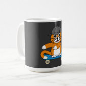 Mug Cute Orange Chat sur Skateboard Cartoon (Devant gauche)
