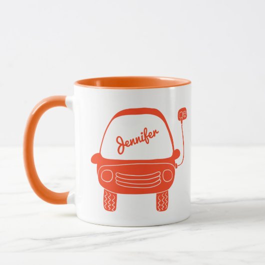 Mug Cute Orange Electric Voiture personnalisée (Gauche)