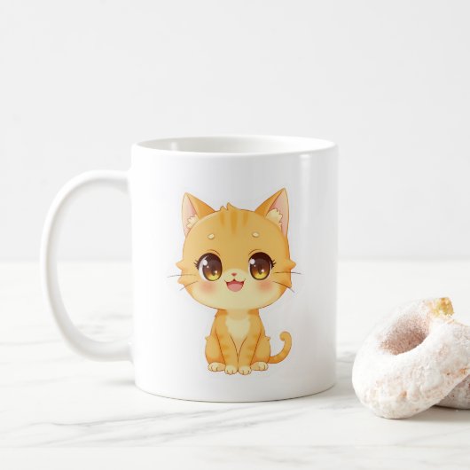 Mug Cute Orange Kitten (Avec donut)