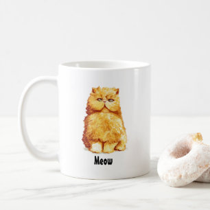 Mug Cute Orange Perse Chat Personnalisé Meow
