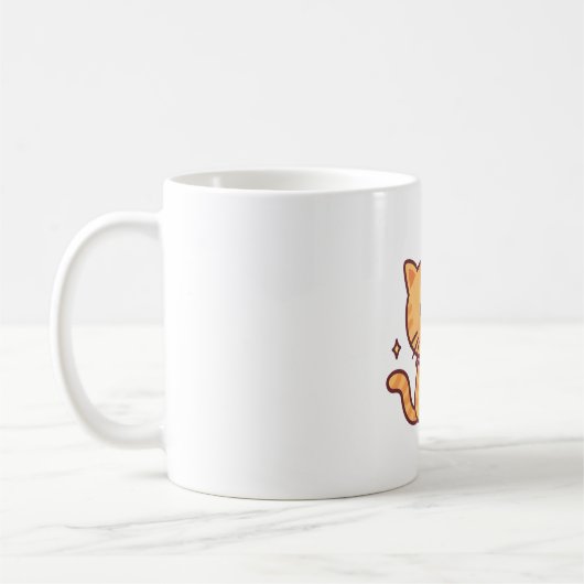 Mug Cute Orange Tabby Chat Boire Boba Tea (Gauche)