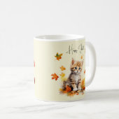 Mug Cute Orange Tabby Kitten dans les feuilles d'autom (Devant droit)