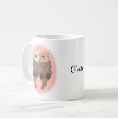 Mug Cute Otter Couple Love Customisé avec le nom (Devant gauche)