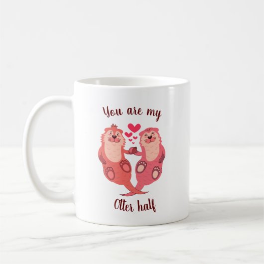 Mug Cute Otters Valentines Day Couple Personnalisé (Gauche)