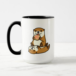 Mug Cute Otters with Lollipop Sweet Cartoon Animal Art
