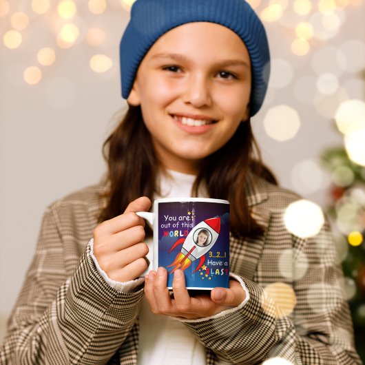 Mug Cute Outer Space Rocket Ship Blast Off Birthday