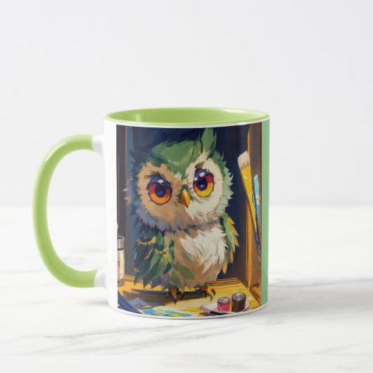 Mug Cute Owl Acrylique et coups de couteau Palette (Gauche)