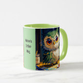 Mug Cute Owl Acrylique et coups de couteau Palette (Devant droit)
