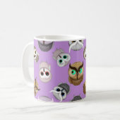 Mug Cute Owls Motif sur Purple Arrière - plan (Devant gauche)