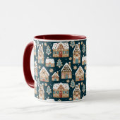 Mug Cute pain d'épices Maisons et biscuits Noël bleu (Devant gauche)