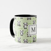 Mug Cute Panda Bear Bamboo Kawaii Animals Monogram (Devant gauche)