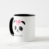 Mug Cute panda face rose ruban personnalisé (Devant gauche)