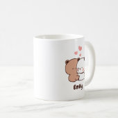 Mug Cute Panda faire un câlin, Nom personnalisé (Devant droit)