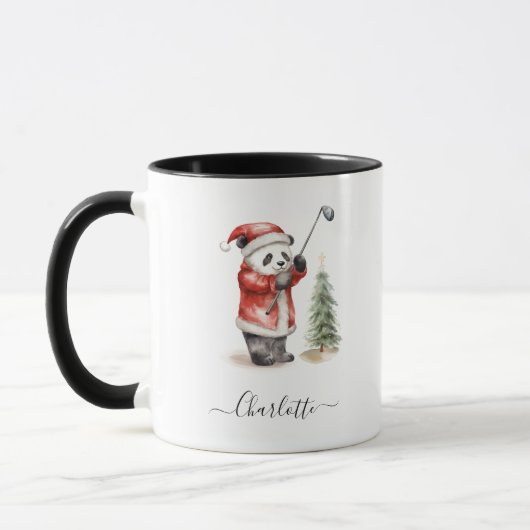 Mug Cute Panda Jouer Golf Joyeux Noël (Gauche)