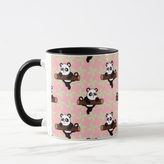 Mug Cute Panda Pattern on Pink – Kawaii Seamless  (Gauche)