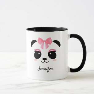 Mug Cute panda visage rose cils personnalisés