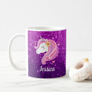 Mug Cute Parties scintillant rose violet licorne