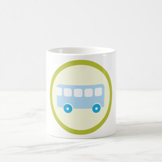 Mug Cute Pastel Blue School Bus Icon (Centre)