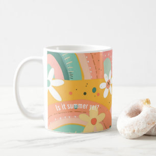 Mug Cute Pastel Blush Turquoise Boho Fleurs et Arc-en-