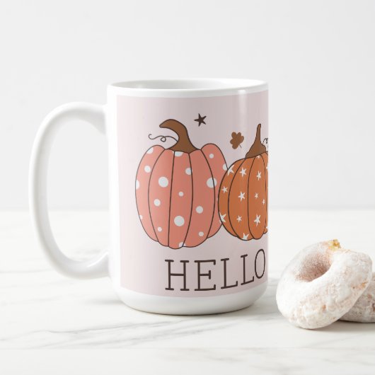 Mug Cute Pastel Bonjour Citrouille (Avec donut)