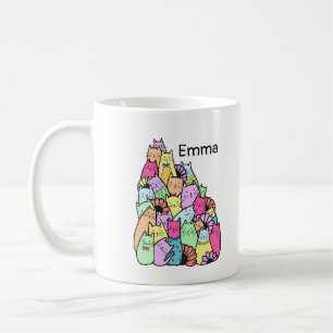 Mug Cute Pastel Cat Pile Café Cup