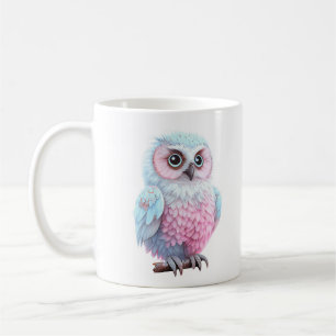 Mug Cute Pastel Chouette à cartons rose et bleu