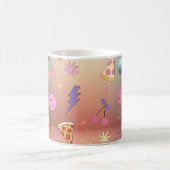 Mug Cute Pastel Doodle Pattern Pizza Cherry Smiley (Centre)
