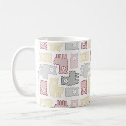 Mug Cute Pastel Llama Puzzle Pattern (Gauche)