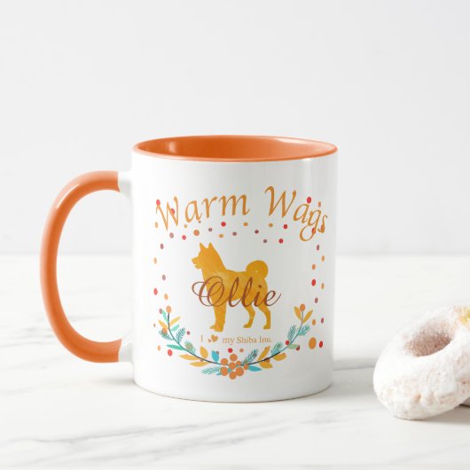 Mug Cute Pastel Orange Shiba Inu | Custom Christmas (Avec donut)