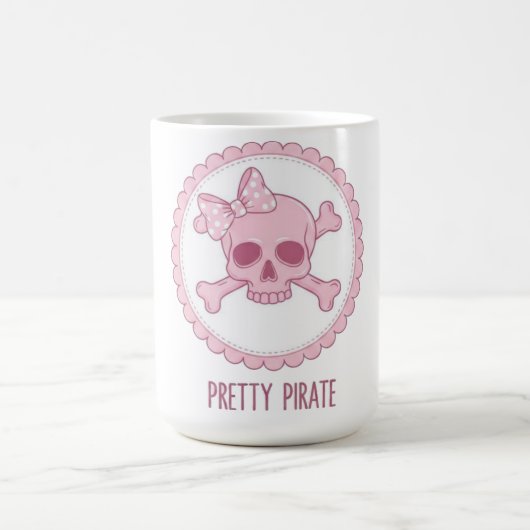 Mug Cute Pastel Pink Skull with Bow and Crossbones Des (Centre)