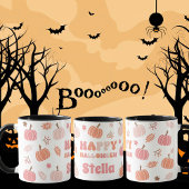 Mug Cute Pastel Rose et Pêche Citrouille Halloween