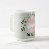 Mug Cute Pastel Spring Bunny Floral Wreath Nursery Art (Devant gauche)