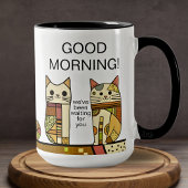 Mug Cute Patchwork Chat Good Morning Café