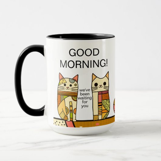 Mug Cute Patchwork Chat Good Morning Café (Gauche)