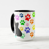 Mug Cute Paw Motif et Chat Chasing un papillon (Devant gauche)