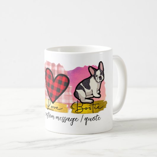 Mug Cute Peace Love Boston Terrier Amoureux des chiens (Devant droit)