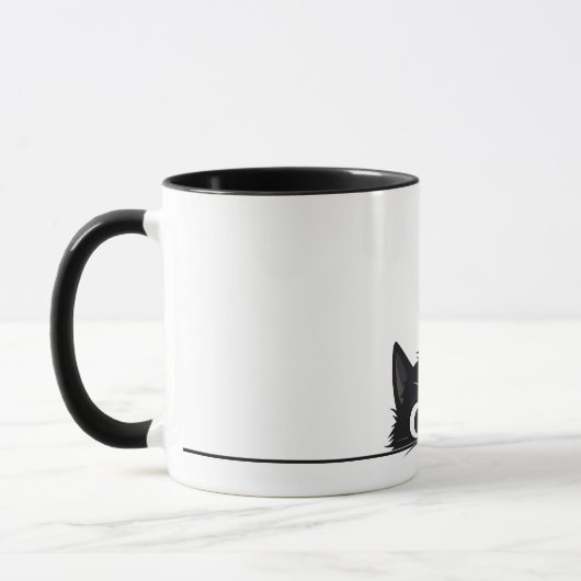 Mug Cute Peeking Chat noir (Gauche)