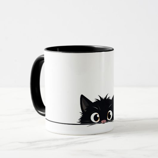 Mug Cute Peeking Chat noir (Devant gauche)