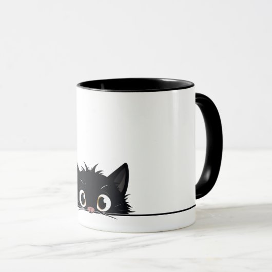 Mug Cute Peeking Chat noir (Devant droit)