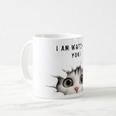 Mug Cute Peeking Chat Vous Regardant Drôle Nouveauté B (Devant gauche)