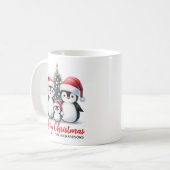 Mug Cute Penguin Famille Moderne Joyeux Noël (Devant gauche)