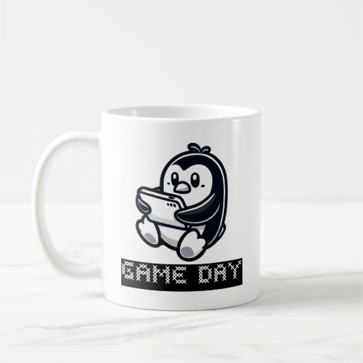 Mug Cute Penguin joue à un jeu vidéo - Jour du jeu (Gauche)