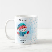 Mug Cute penguin Personalized Name Christmas (Gauche)