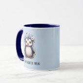 Mug Cute Penguins Bleu Personnalisé Texte Bilingue Esp (Devant gauche)