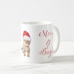 Mug Cute Père Noël Kitten Chat Merry & Bright