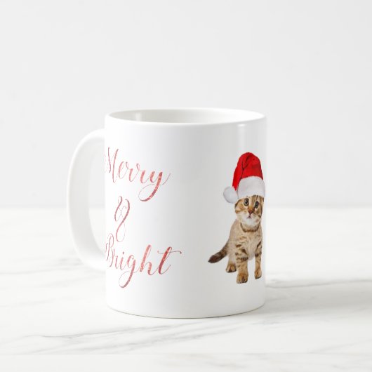 Mug Cute Père Noël Kitten Chat Merry & Bright (Devant gauche)