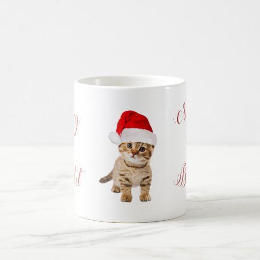 Mug Cute Père Noël Kitten Chat Merry & Bright (Centre)