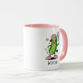 Mug Cute Personalized Pickleball Girl Ribbon & Hearts (Devant droit)