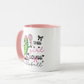 Mug Cute Personalized Pickleball Girl Ribbon & Hearts (Devant gauche)