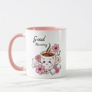Mug Cute Personnalisé Good Morning Cute Kawaii Café